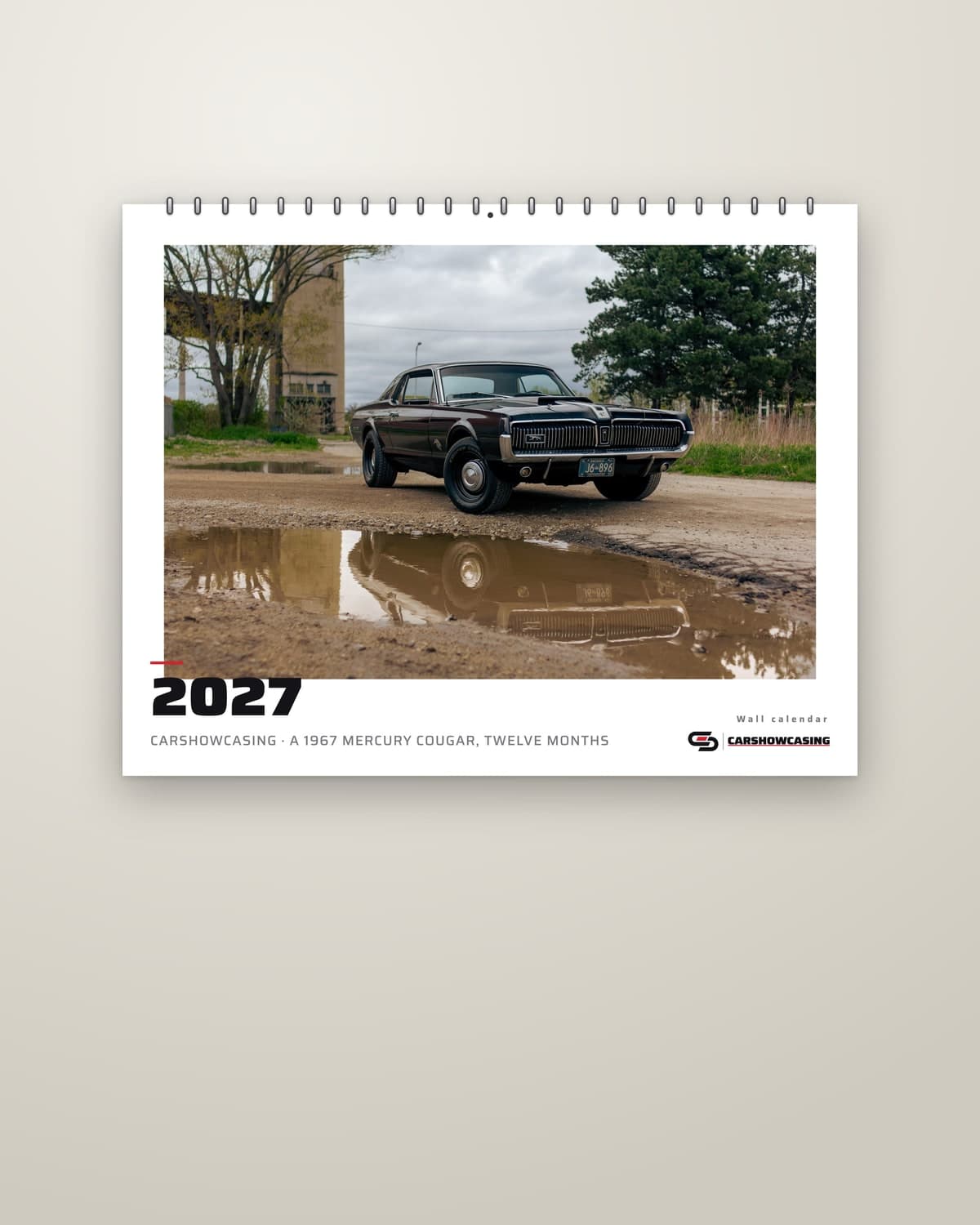 2027 Classic Calendar, cover, hanging on a wall (render of the printed pages)