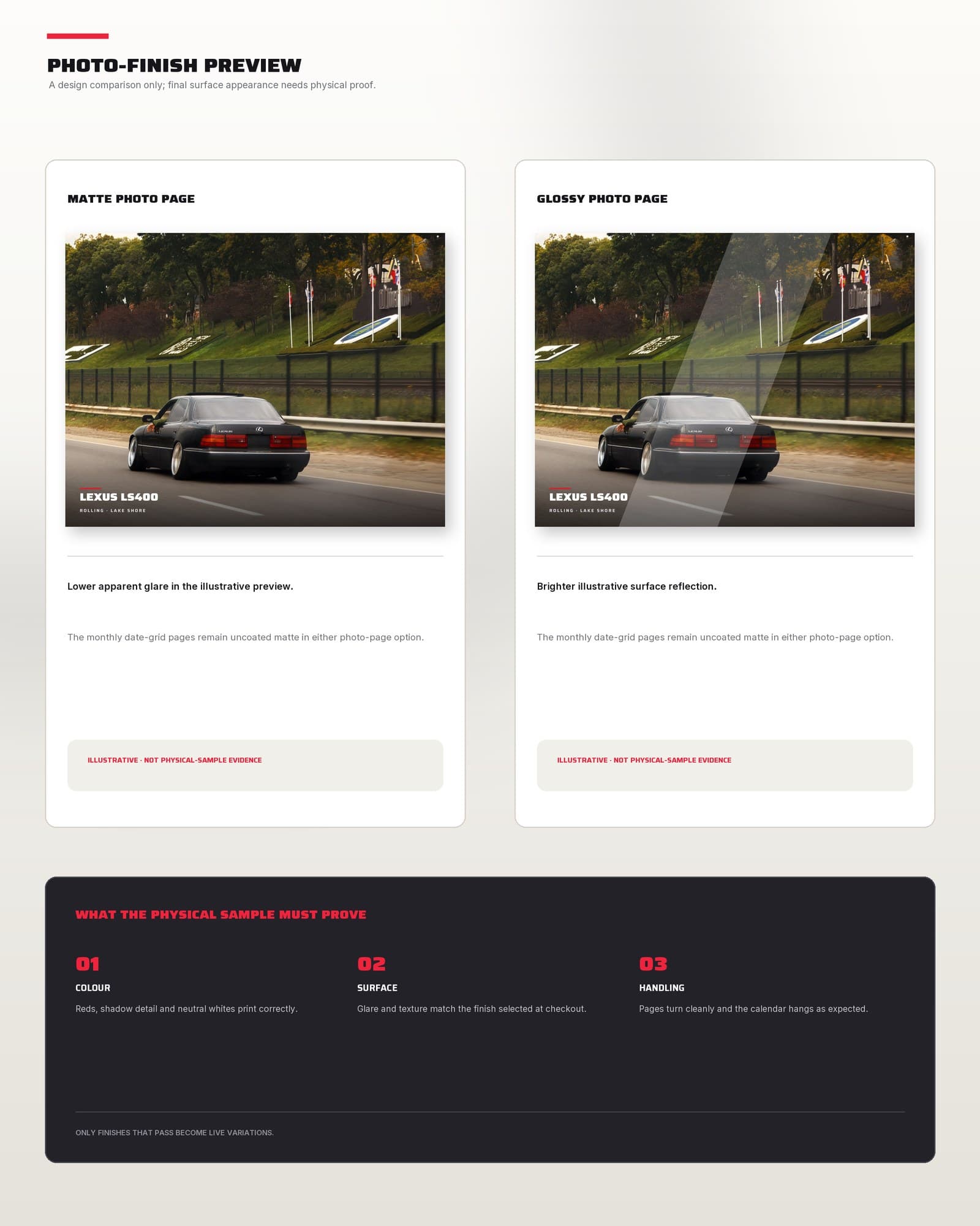 Matte photo-page finish preview.