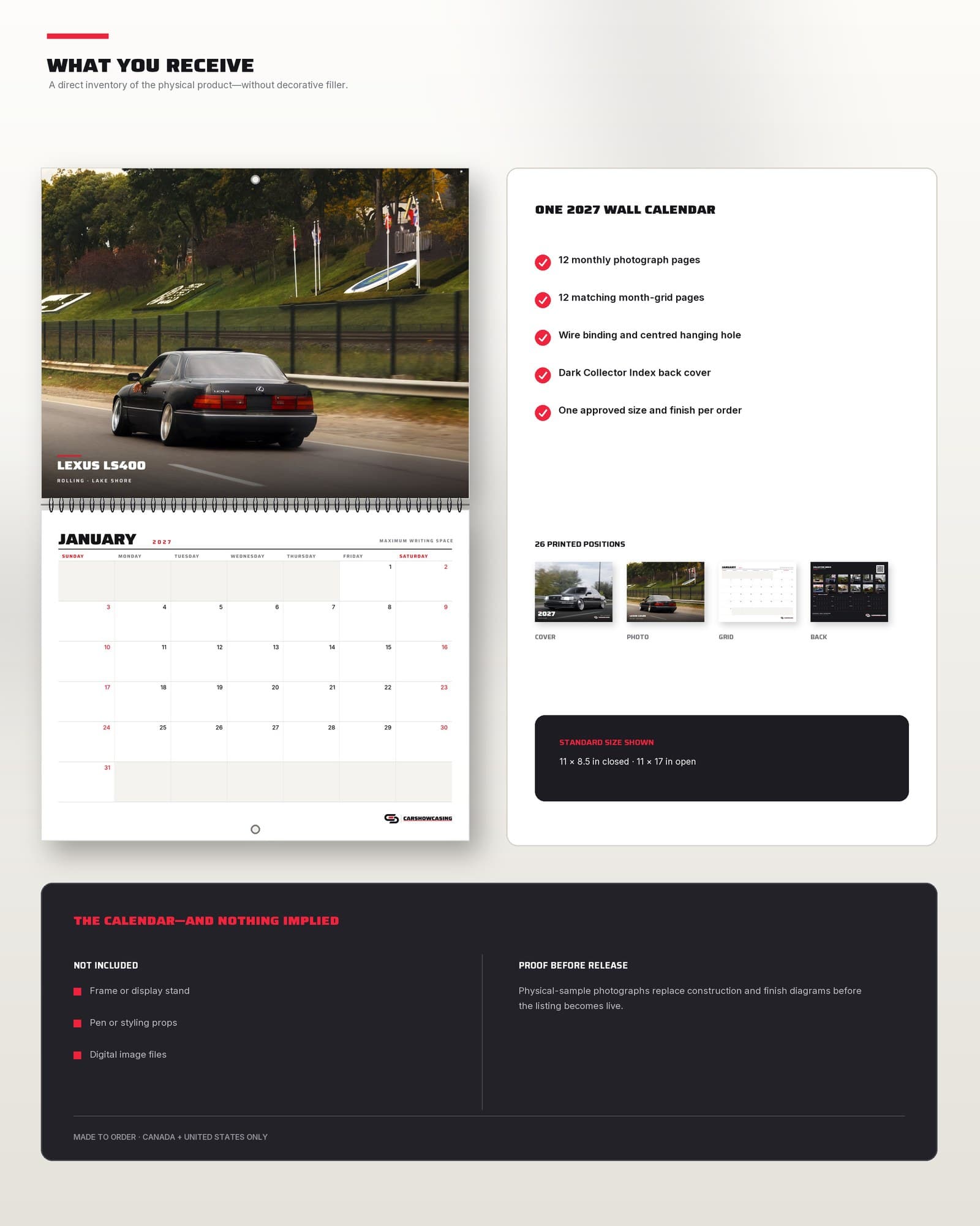 What you receive: cover, twelve photo pages, twelve grid pages and the back cover.
