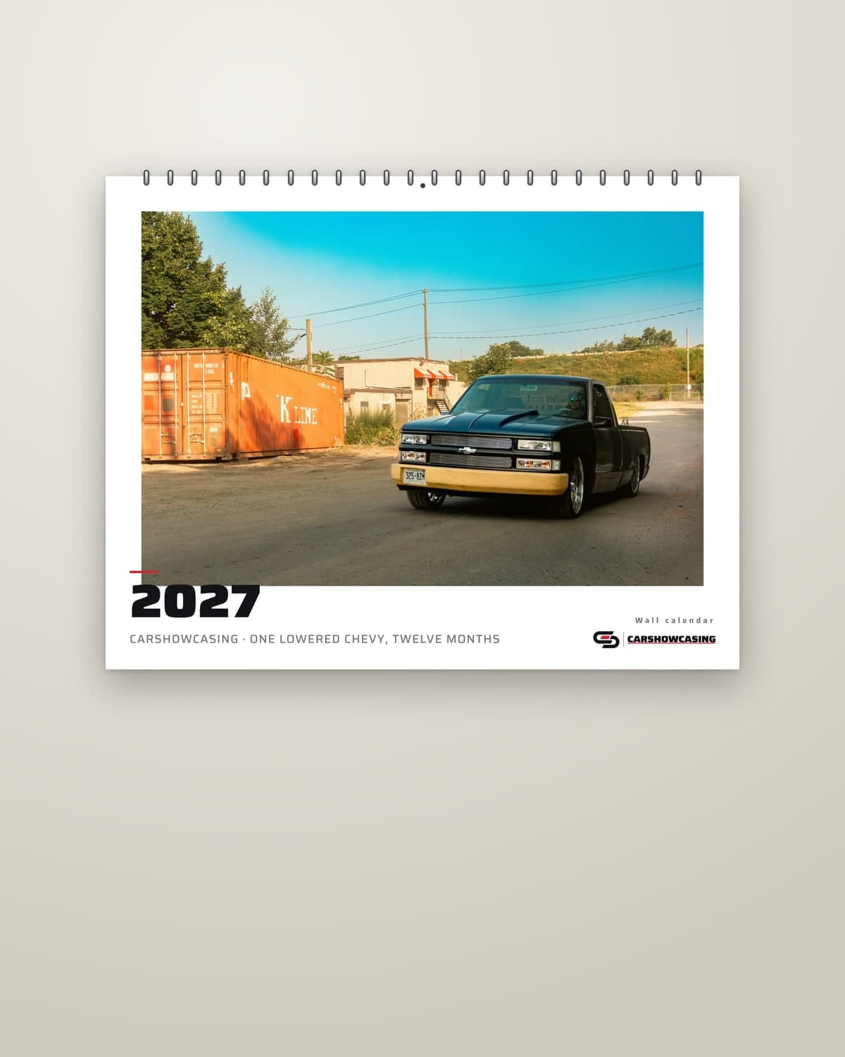 2027 Truck Calendar, cover, hanging on a wall (render of the printed pages)