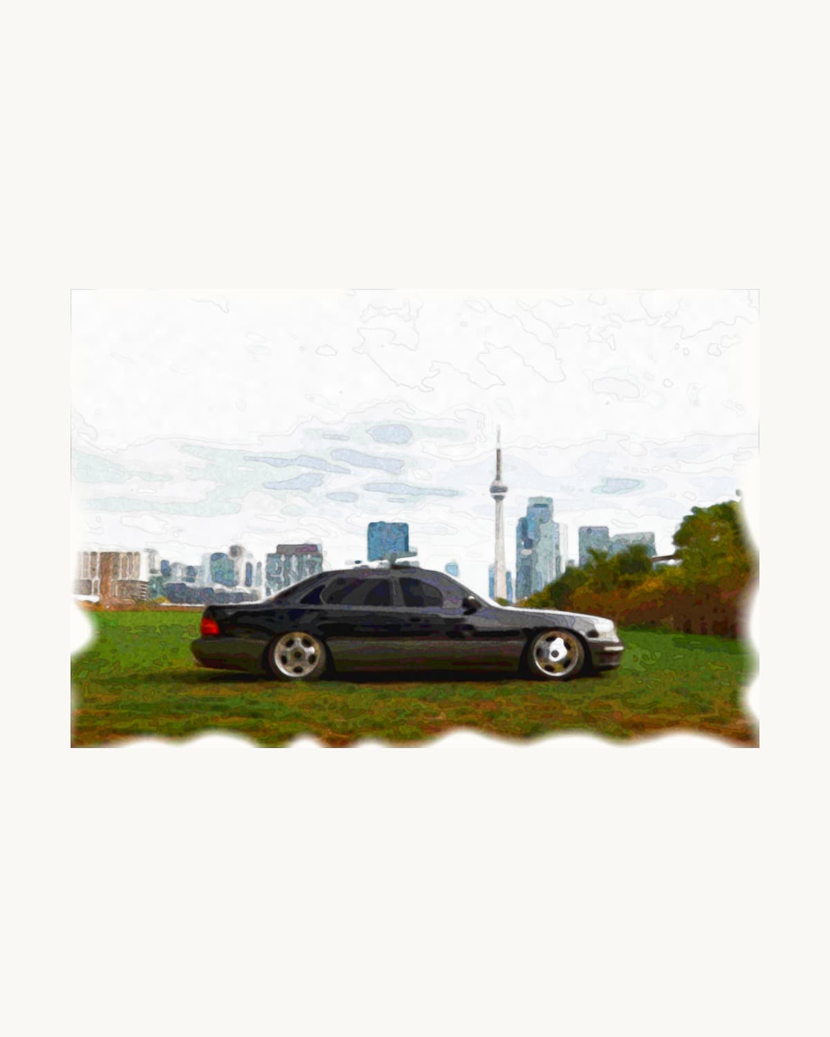 Custom car artwork in the watercolour finish
