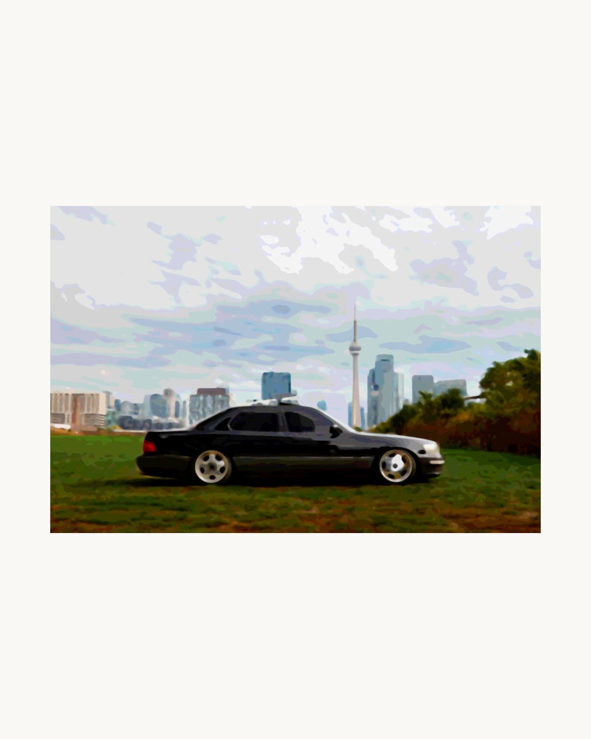 Custom car print of a Lexus LS400 in the illustration finish