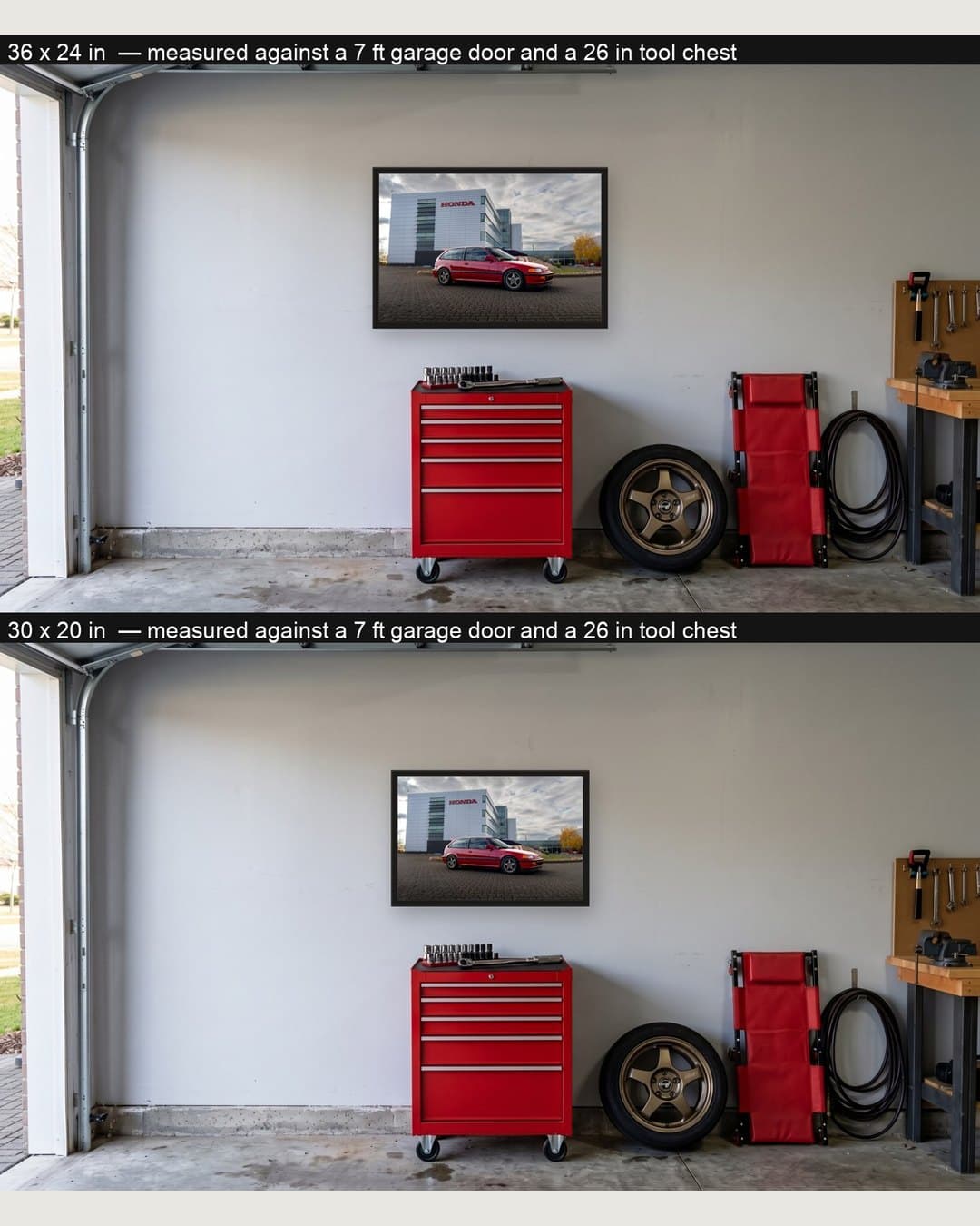 Both sizes to scale in the same garage