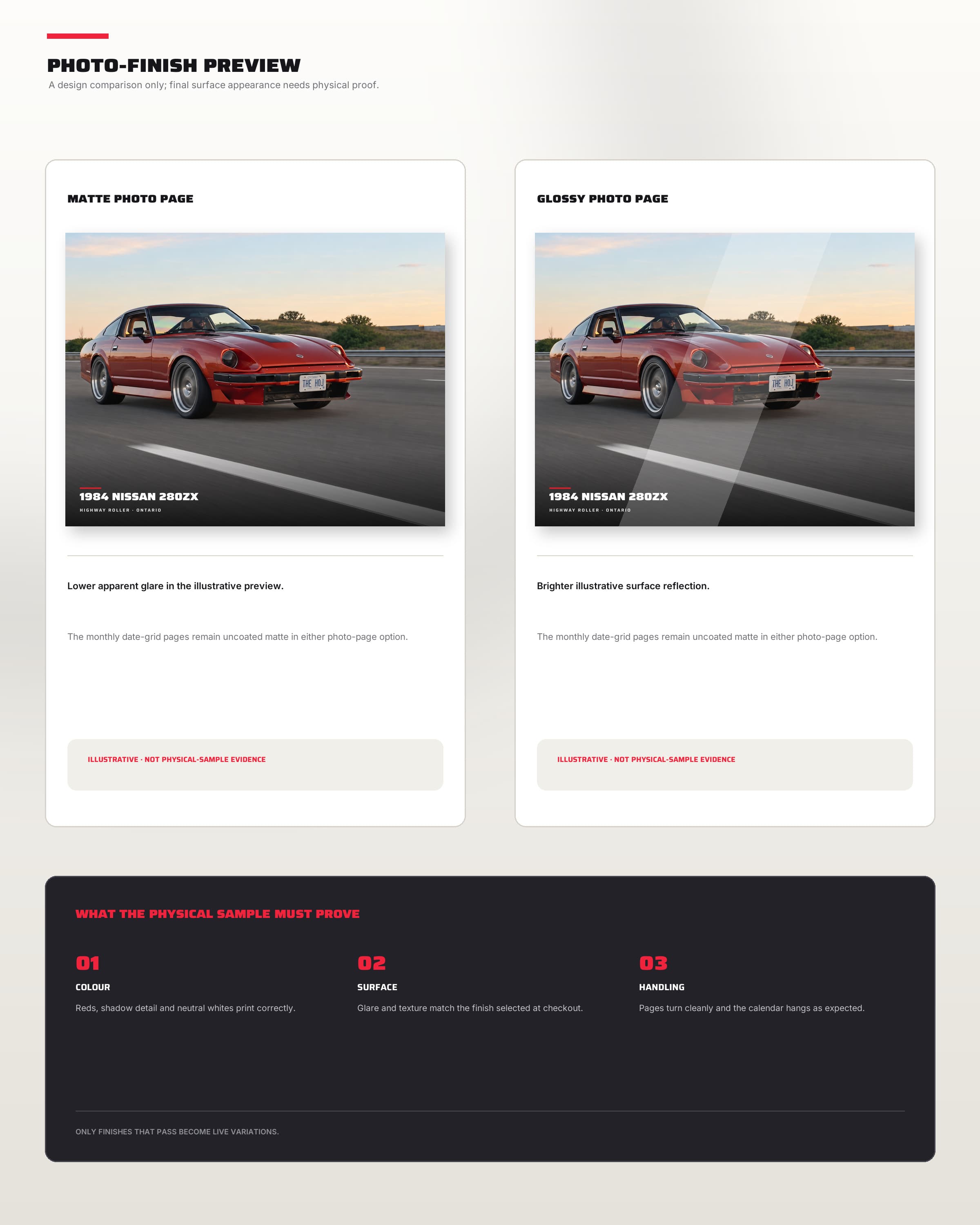 Detail view of the matte photo page and writable uncoated grid page