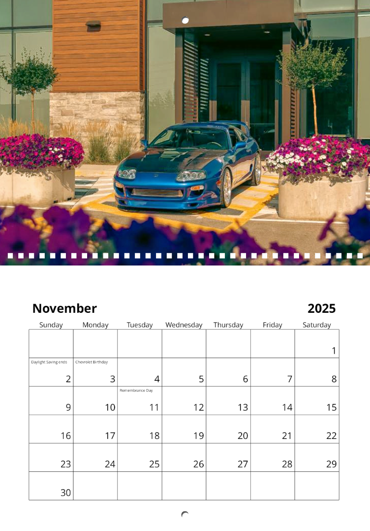 2025 Carshowcasing Calendar