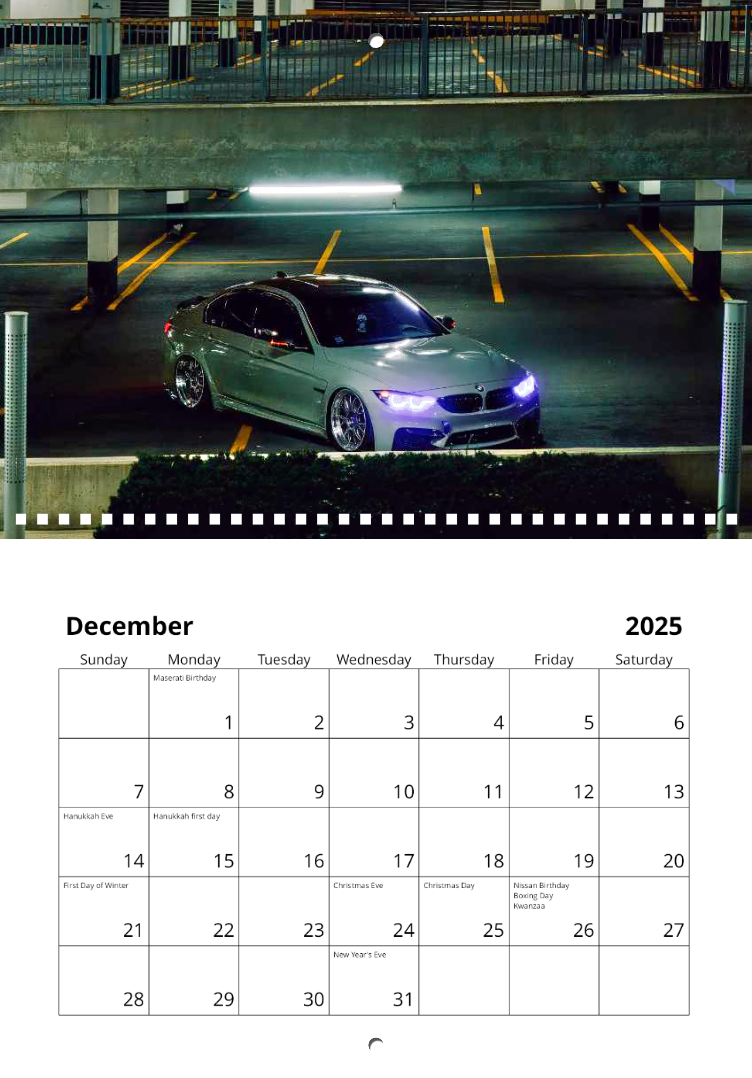 2025 Carshowcasing Calendar