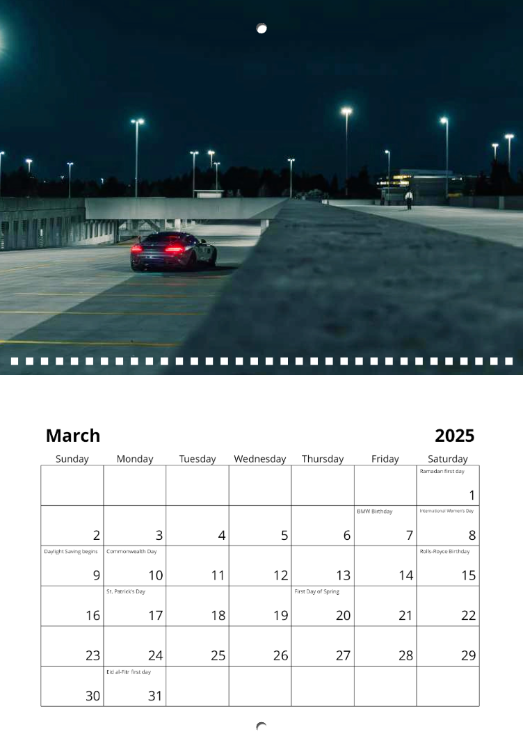 2025 Carshowcasing Calendar