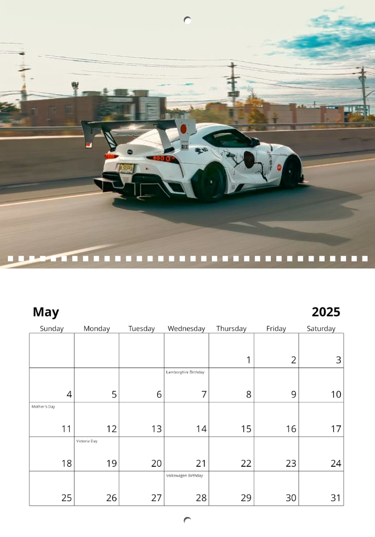 2025 Carshowcasing Calendar