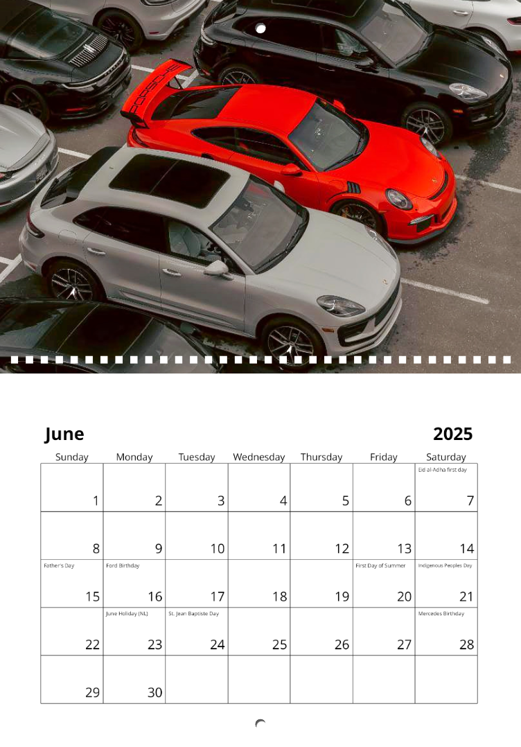 2025 Carshowcasing Calendar