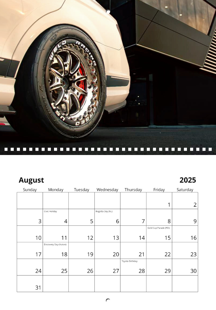 2025 Carshowcasing Calendar