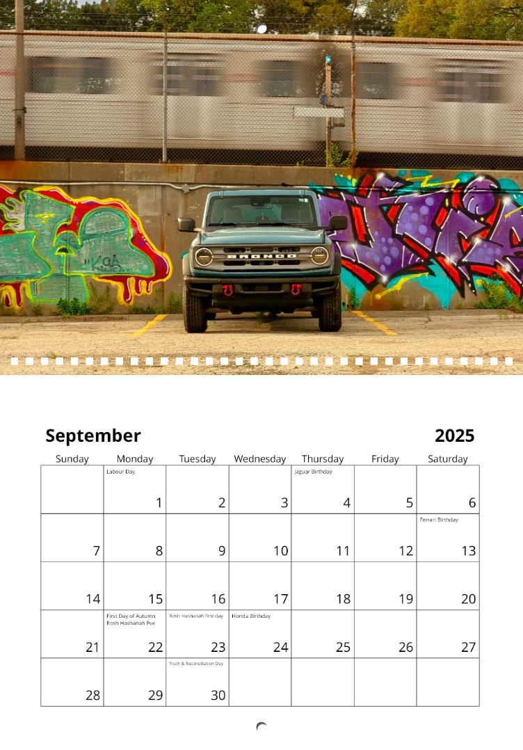 2025 Carshowcasing Calendar